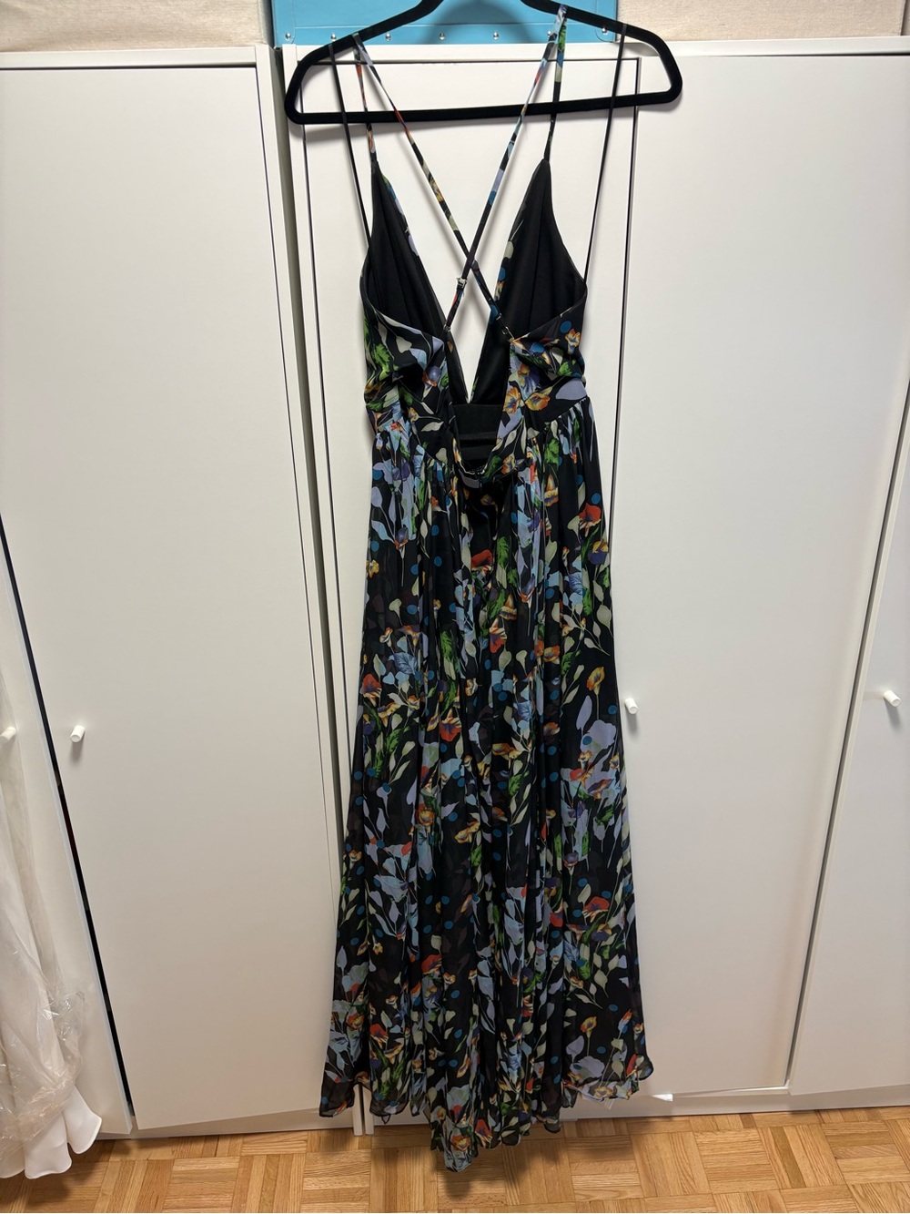 Black Floral Maxi Dress with Plunging V-Neck Honey Boutique - Picture 3 of 6